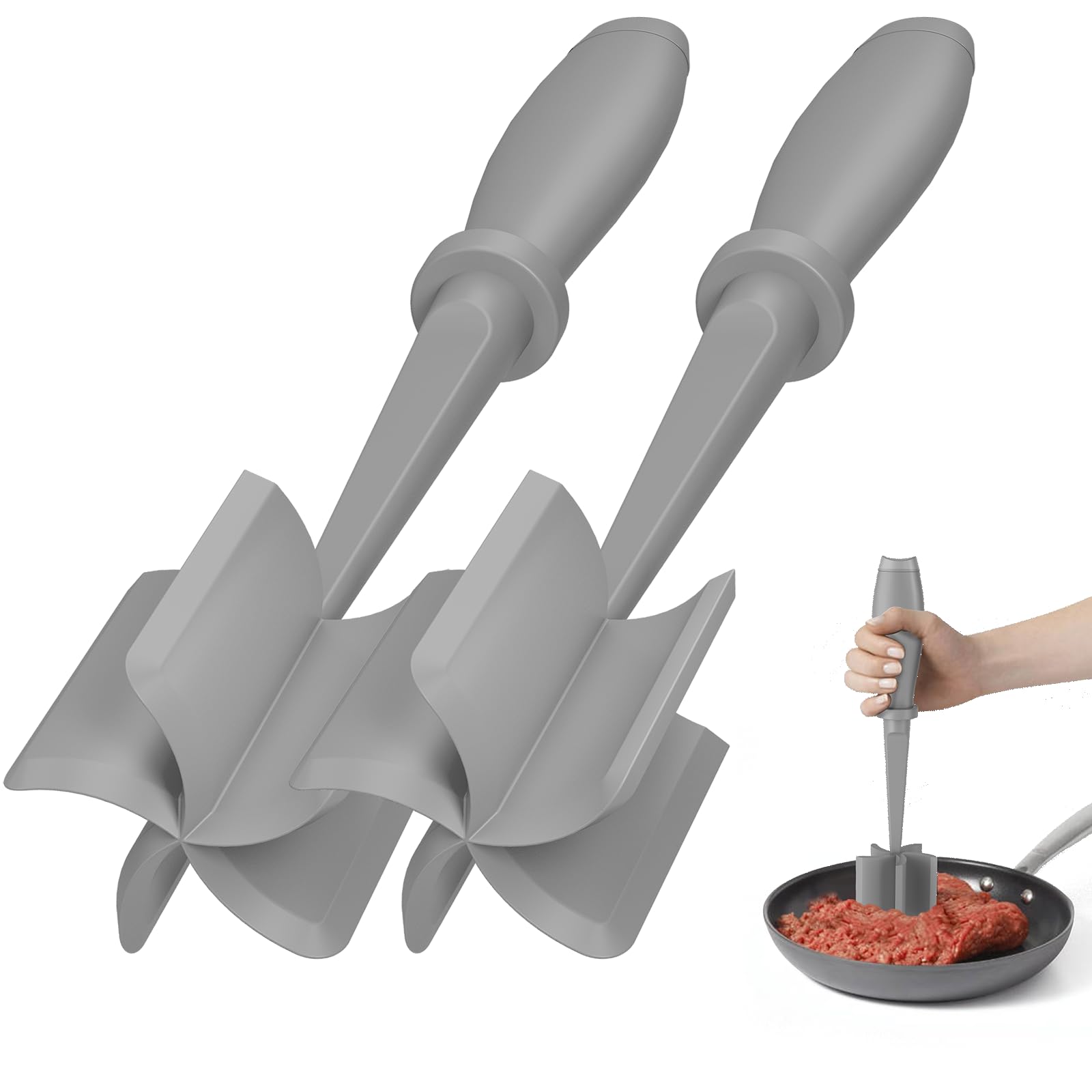 Meat Chopper, Hamburger Grinder, Premium Heat Resistant Smasher for Ground Beef, Burger Grinder Nylon Potato Mix Tool-Black